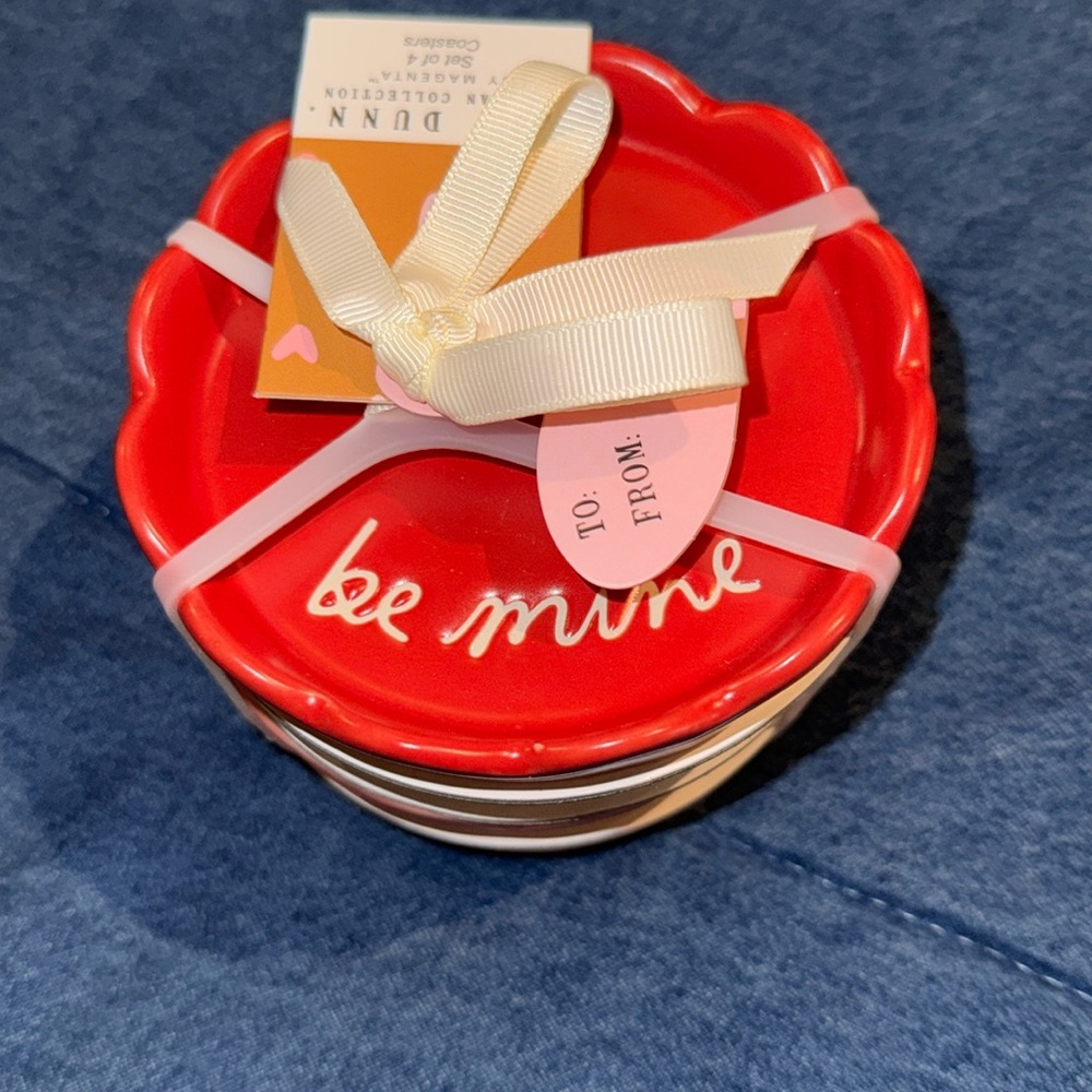 Rae Dunn Coaster Set, NWT, Be Mine, 4 Differ Colors